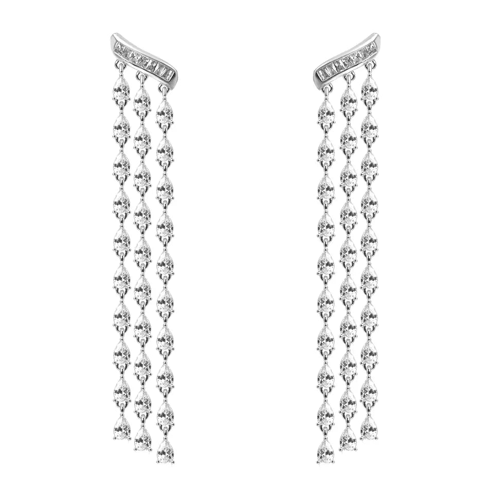 Long Tassel Chic Cubic Zirconia Earrings
