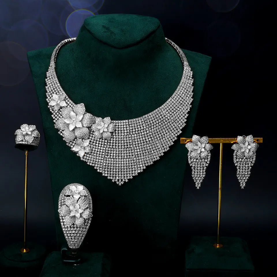Luxury 4 Piece Statement Cubic Zirconia Jewelry Set