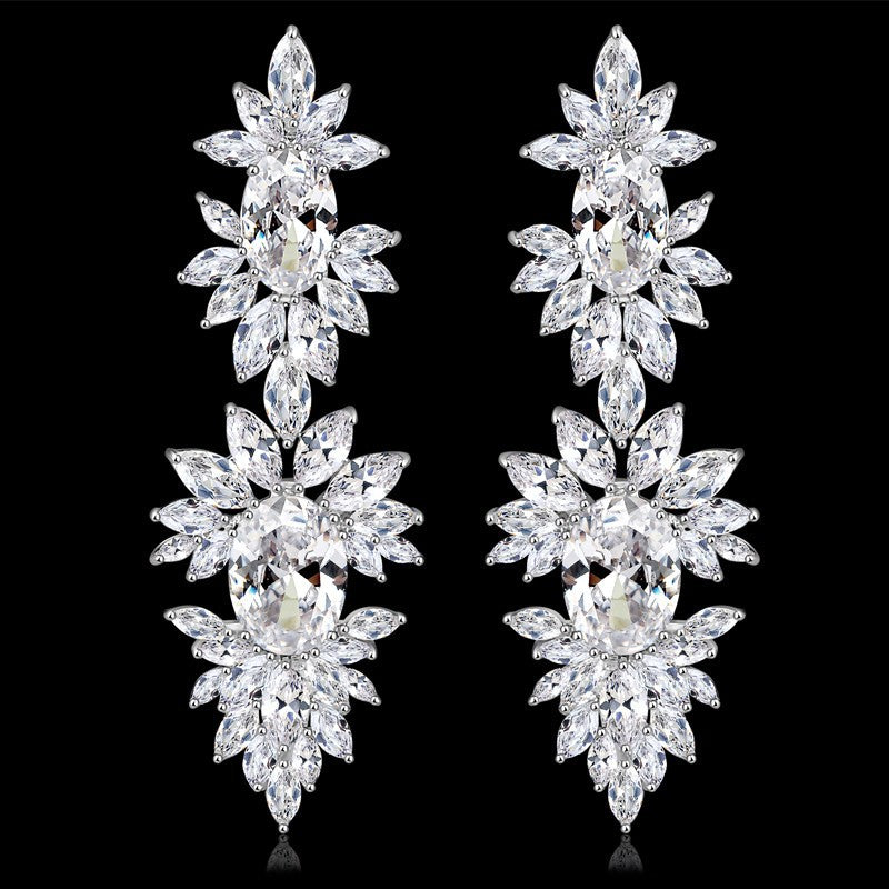 Cubic Zrconia Bridal Drop Earrings - Bhe Accessories