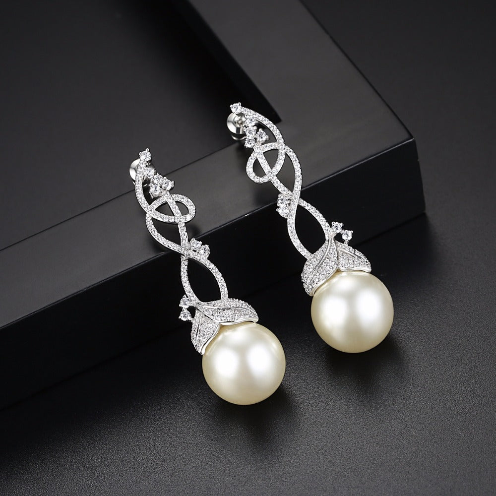 Luxury Bridal Floral Pearl Earring - Bhe Accessories