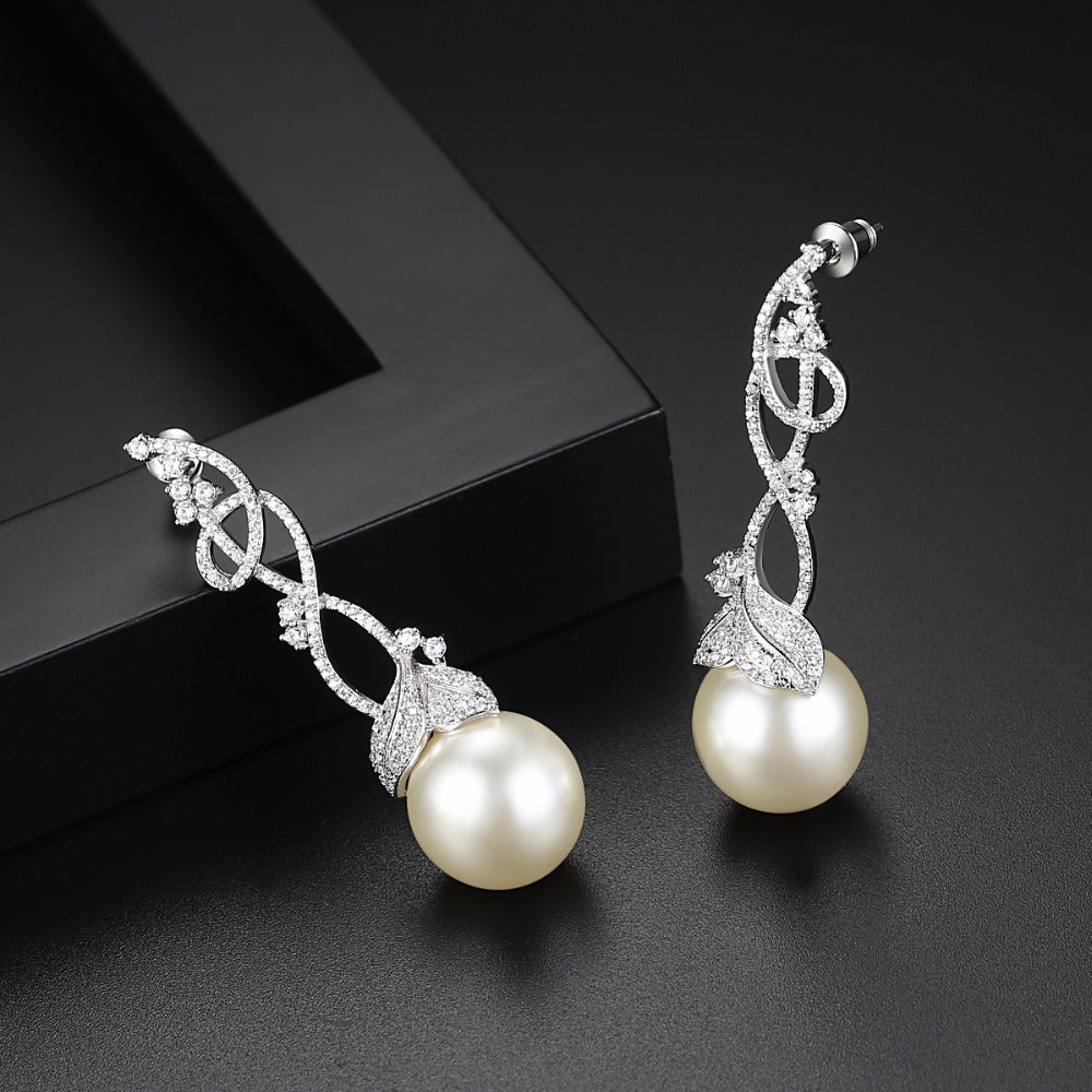 Luxury Bridal Floral Pearl Earring - Bhe Accessories