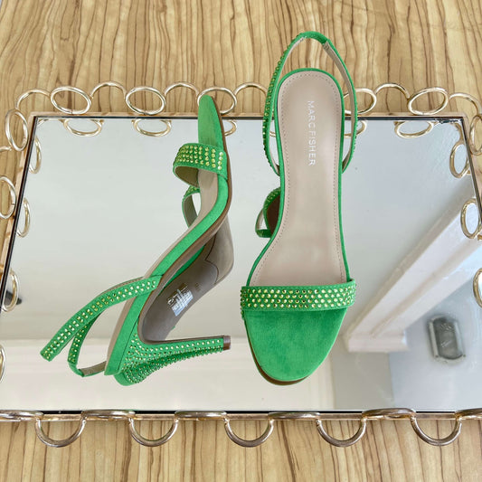 Marc Fisher Rhinestone Slingback Sandal - Lime Green Size 39