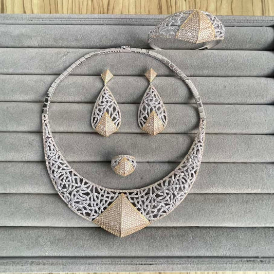 Luxury 4 Piece 2 Tone Jewelry Set